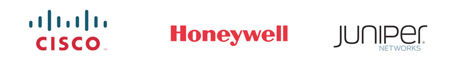 Cisco, Honeywell, Juniper Logos
